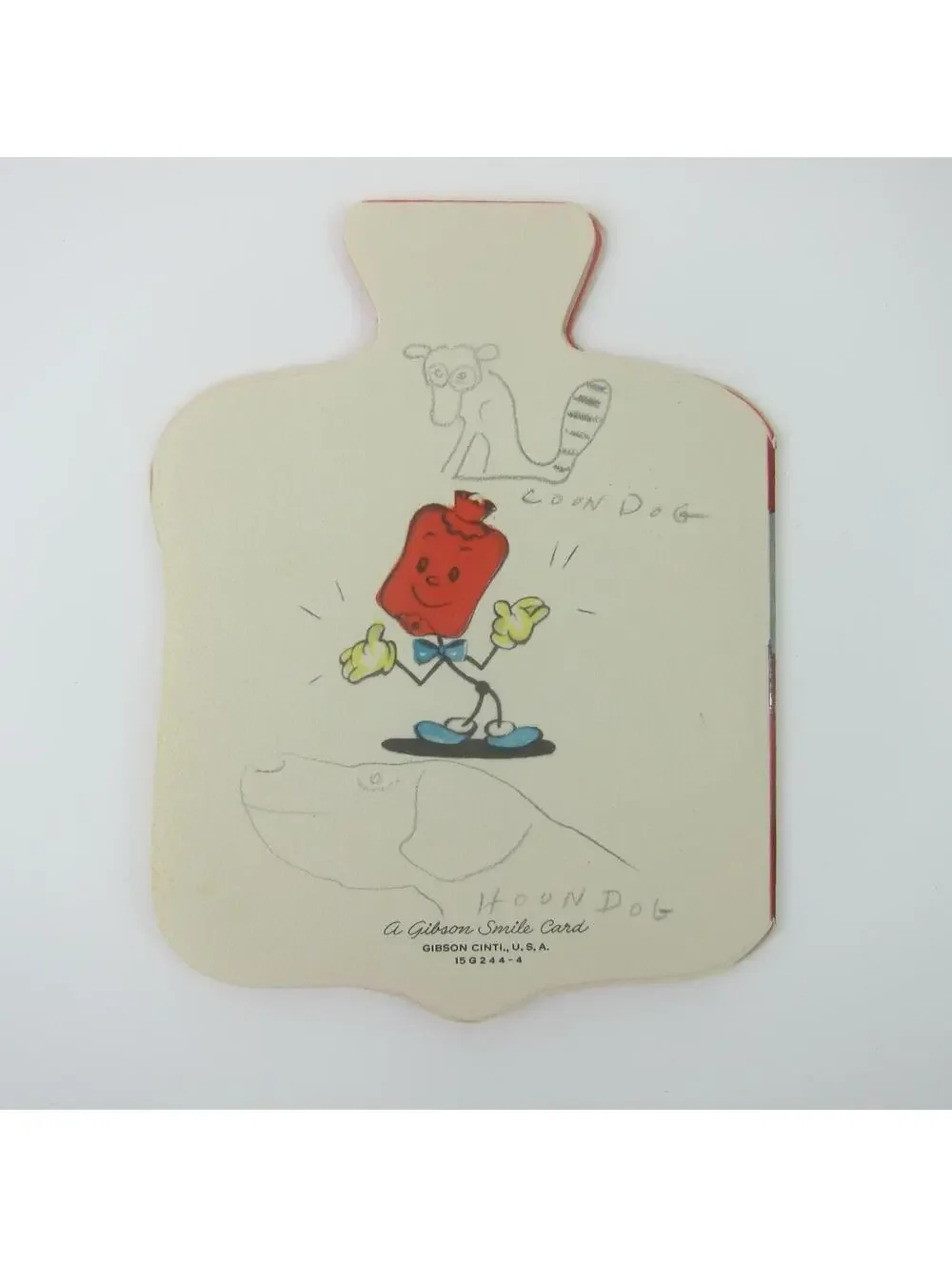 Vintage Birthday Card Anthropomorphic Hot Water Bottle Six Pages of Jokes 1950s